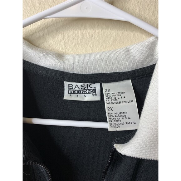 Basic Editions Vintage 90's Black Ribbed Zipper Neck Sleeveless Casual Tank 2x - Picture 3 of 8